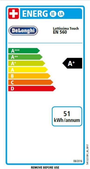 Label énergétique De'Longhi La touche Lattissima (NESPRESSO Original)