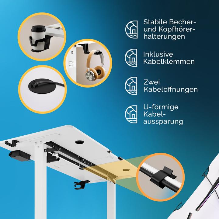 Image du produit Casaria Bureau à hauteur réglable (140 x 60 x 118 cm)