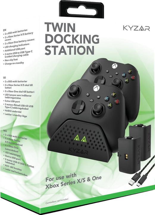 Vision Kyzar Twin Docking Station per Xbox Serie X/S - Tilbehør til spillekonsol - Microsoft Xbox One (Xbox Serie S, Xbox One S, Xbox Series X)