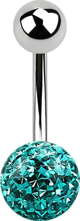 Produktbild Star Piercing Banane silber mit Kugel und Kristall Kugel türkis Epoxy Schutzschicht (Chirurgenstahl 316L, ohne Messing)