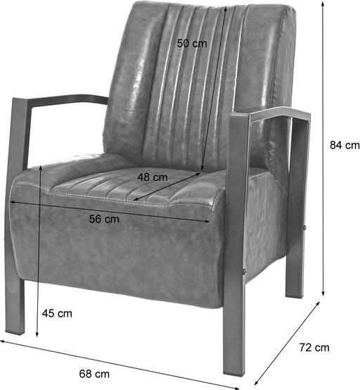 Actual product image Swisshandel24 Armchair, lounge chair upholstered armchair recliner, metal industrial design - vintage grey