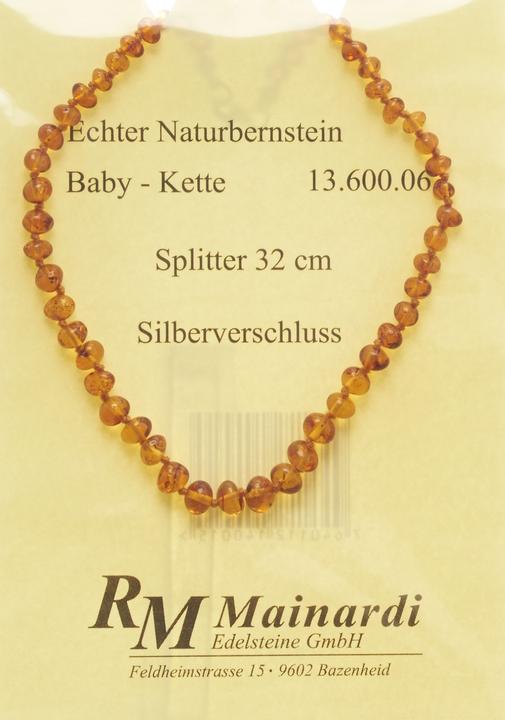 Actual product image Mainardi Natural Amber 32cm Split Silver Clasp Amber Necklace