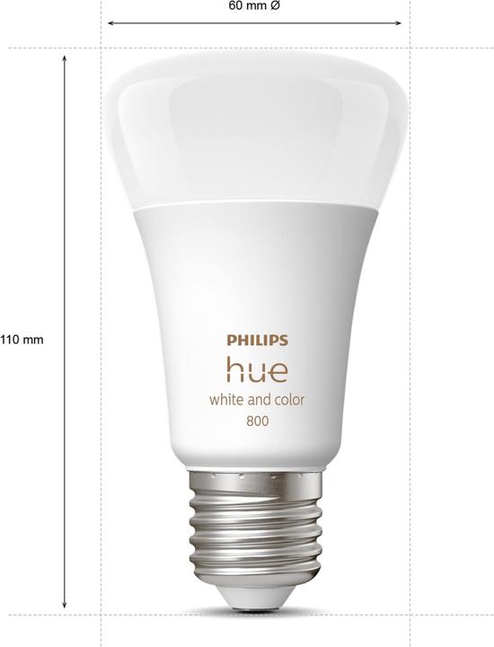 Immagine prodotto Philips Hue White & Color Ambiance BT (E27, 9.50 W, 806 lm, 2 x, F)