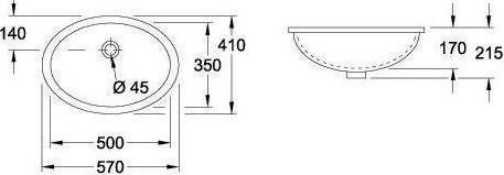 Produktbild Villeroy & Boch V&B Unterbauwaschtisch EVANA 500x350mm, mit ÜL we (350 mm, 500 mm)