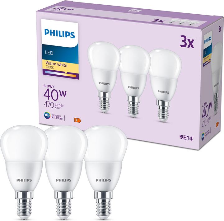 Image du produit Philips Lampe à Led (E14, 4.90 W, 470 lm, 3 x, F)
