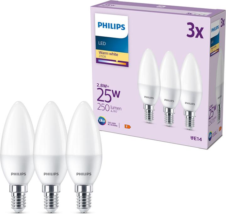 Actual product image Philips Led lamp (E14, 2.80 W, 250 lm, 3 x, F)