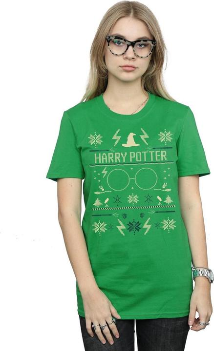 Actual product image Womens/Ladies Christmas Pattern Cotton Boyfriend T-Shirt (XXL)