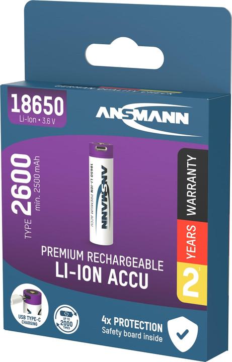 Image du produit Ansmann Li-Ion 18650 (1 pcs, 18650, 2600 mAh)