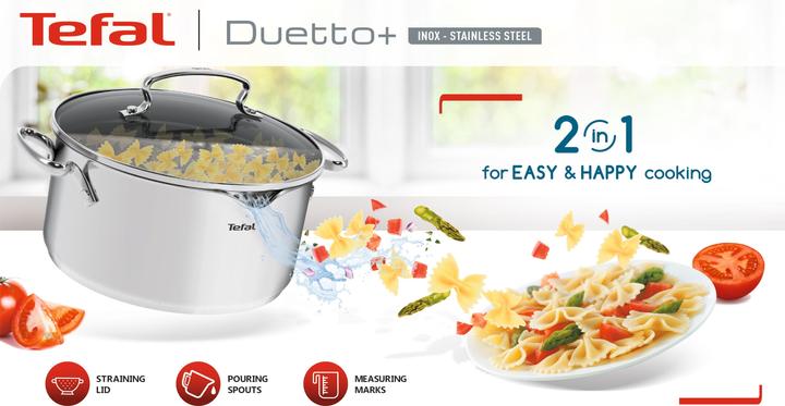 Image du produit Tefal Duetto+ (24 cm, Casserole, Acier inoxydable)