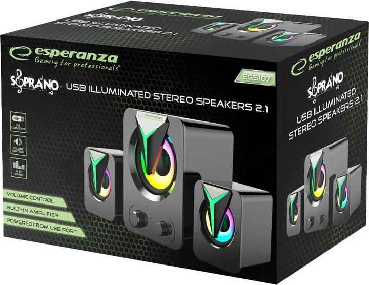 Produktbild Esperanza EGS107 Esperanza-Lautsprecher 2.1 USB-LED-Regenbogen-Sopran