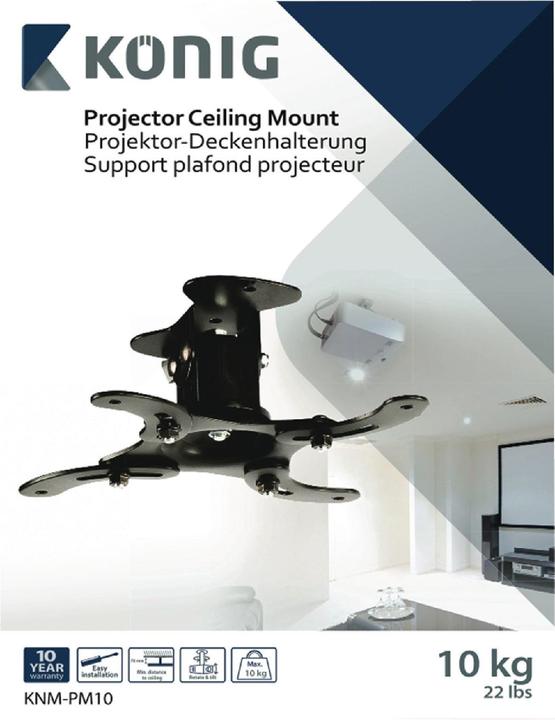 Actual product image König KNM-PM10 Projector ceiling mount 10 kg / black (Wall, Ceiling)
