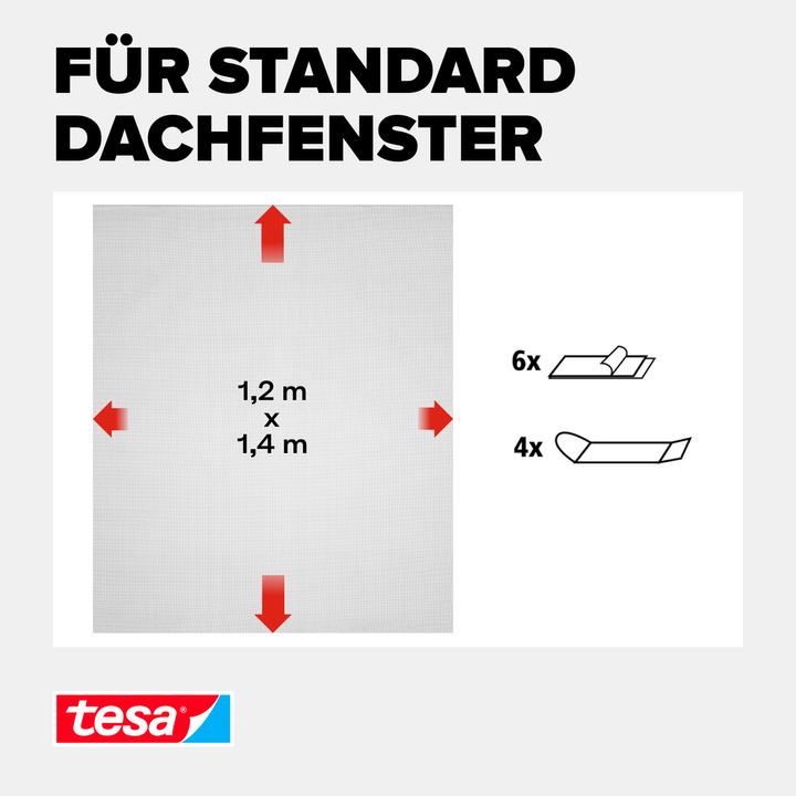 Actual product image tesa COMFORT insect screen for roof windows, with Velcro tape, self-adhesive, without drilling (120 x 140 cm)