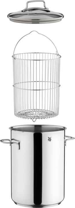 Produktbild WMF Spargeltopf Kochtopf Induktion hoch 16cm Topf mit Glasdeckel 5,0l Edelstahl (16 cm, Kochtopf, Edelstahl)