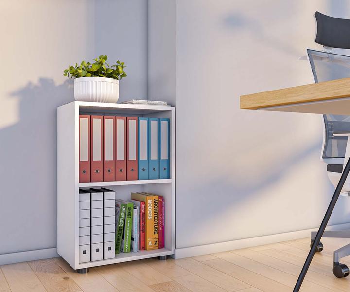 Immagine prodotto VCM Scaffale da ufficio in legno Scaffale per cartelle e libri Libreria Ulas 2f (49 x 32 x 74 cm)