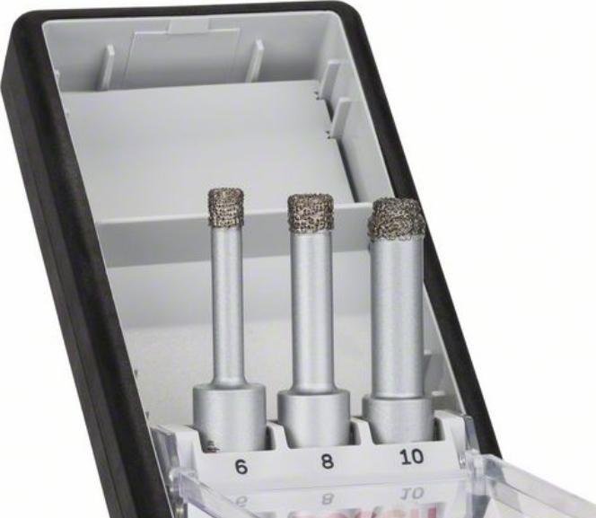 Actual product image Bosch Professional Zubehör PRO Ceramic dry drill bit set, 6 x 33, 8 x 33, 10 x 33 mm, 3 pcs. (6 mm, 8 mm, 10 mm)
