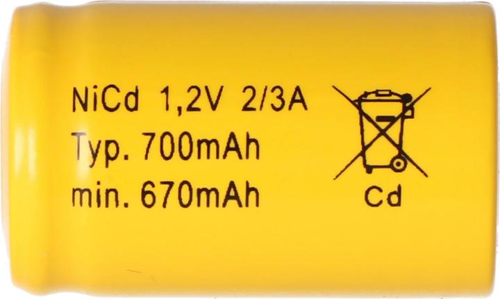 Actual product image Panasonic Battery KR-600AE 2/3 A Cadnica, Flat Top without solder tag (1 pcs., 700 mAh, Chargers without battery)