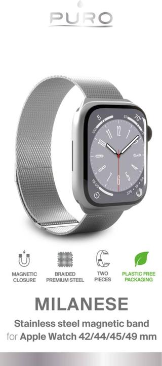 Immagine prodotto Puro Cinturino a maglia milanese per Apple Watch 42-44-45-49 mm (42 mm, 44 mm, 45 mm, 49 mm, Acciaio inossidabile, Apple Watch Series 1, Apple Watch Series 2, Apple Watch Series 3, Apple Watch Serie 4, Apple Watch Serie 5, Apple Watch Ultra, Apple Watch Ultra 2, Apple Watch Serie 6, Apple Watch Series 7, Apple Watch Series 8, Apple Watch Series 9, Apple Watch SE)