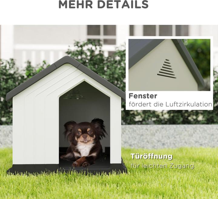 Actual product image PawHut Hundehütte Kunststoff Grau+Weiss (Dog house)