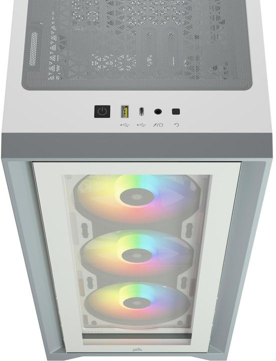 Image du produit Corsair iCUE 4000X RGB Boîtier tour milieu blanc en verre trempé (ATX, mATX, Mini-ITX, E-ATX)