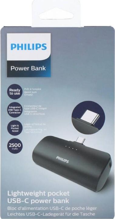 Immagine prodotto Philips Powerbank DLP2510C/04 2500 mAh (2500 mAh, 0 W, 9.25 Wh)