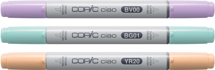 Actual product image Copic CIAO - Brand (BV-00 Mauve Shadow, BG-01 Aqua Blue, YR-20 Yellowish Shade, 6 mm, 3 x)