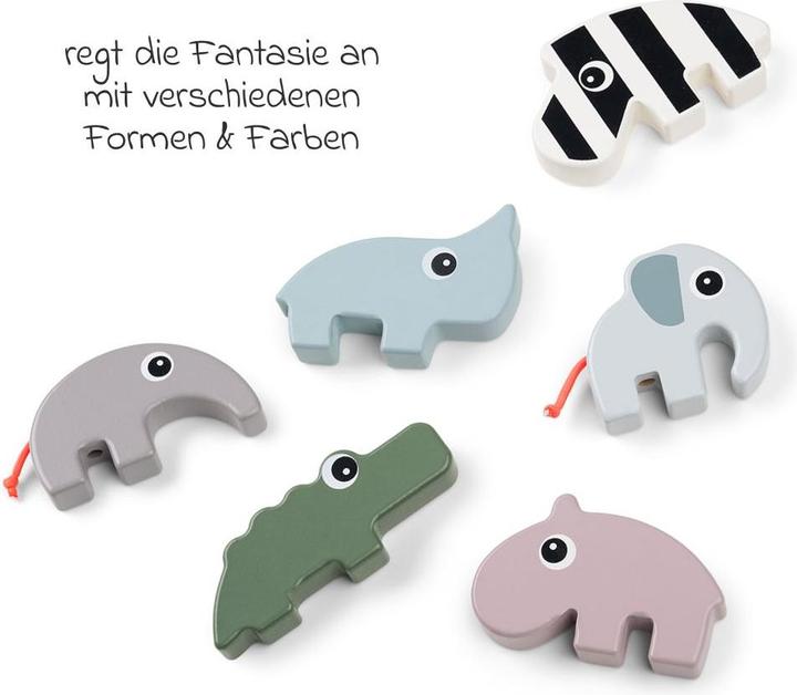 Immagine prodotto Done by Deer Stapeltürme & Steckspiele Holzbausteine 34 Stück mit Spiegel, Rassel
