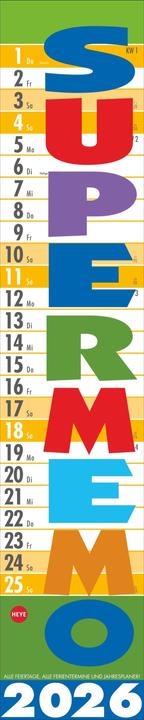 Label énergétique Supermemo Kalender 2026 (17 x 85 cm, Allemand)