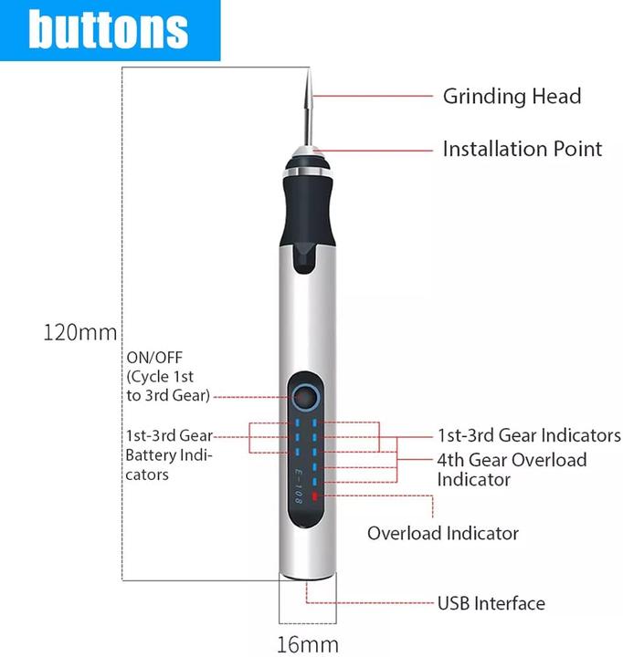 Produktbild DriSubt USB-Gravierstift UG-300 ST mit 8 W Akku-Gravierer | Gravurstift