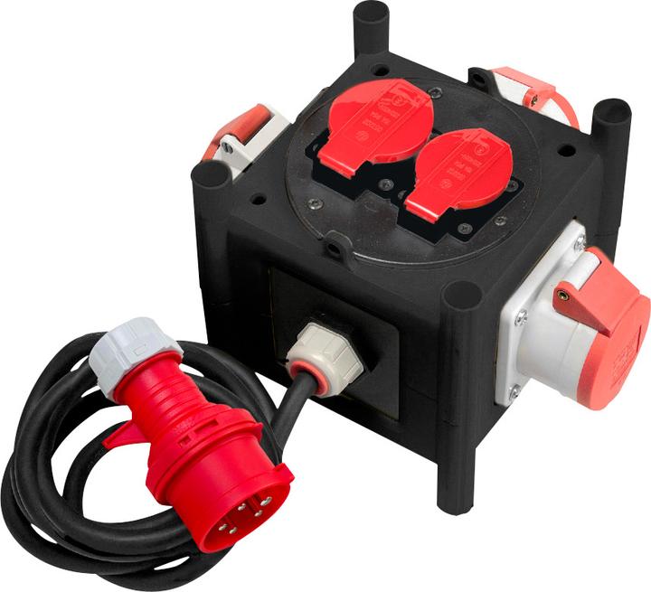 Brennenstuhl Compact rubber power distributor / rubber distributor (1m cable, 3x CEE 400V/16A, 2x T25, 5-pin 230 (5 x, Type 13)
