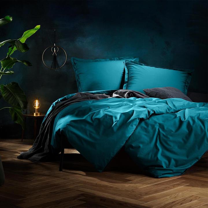 Actual product image Lorena Uni Maco-Sateen Bed Linen Classic Standing Hem (Bedding set, 155x220 cm + 80x80 cm)