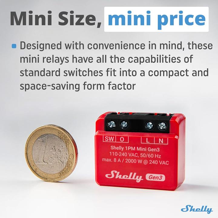 Image du produit Shelly 1PM Mini Gen3 x2 (Actionneur de commutation)
