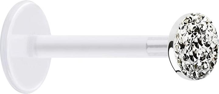 Produktbild Star Piercing Micro Labret transparent mit Kristallscheibe silber Epoxy Schutzschicht (ohne Messing, 925 Sterlingsilber, Bioflex)