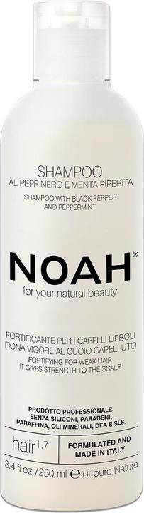 Noah 1.7 Shampoo für schwaches Haar mit schwarzem Pfeffer und Pfefferminz 250ml (250 ml, Flüssiges Shampoo)
