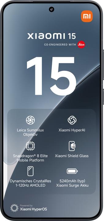 Produktbild Xiaomi 15 (256 GB, Black, 6.30", Dual SIM, 50 Mpx, 5G)