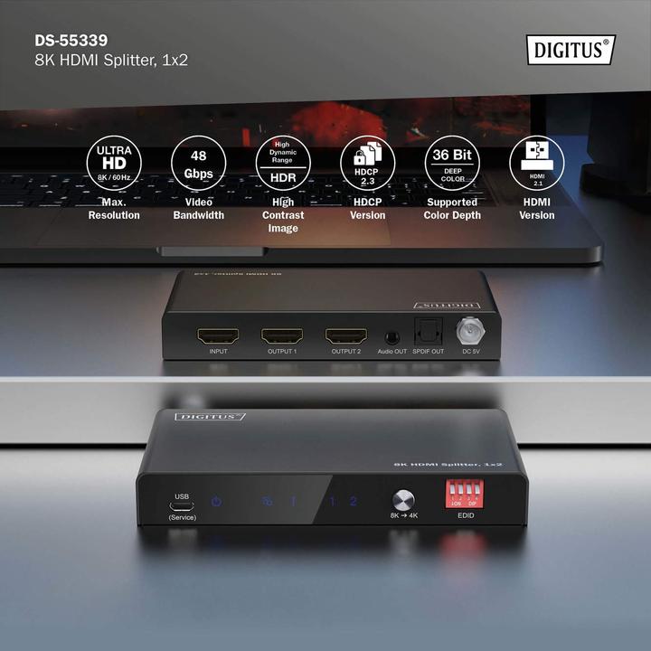 Image du produit Digitus Splitter HDMI 8K, 1x2