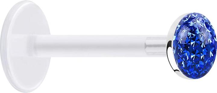 Produktbild Star Piercing Micro Labret transparent mit Kristallscheibe dunkelblau Epoxy Schutzschicht (925 Sterlingsilber, ohne Messing, Bioflex)
