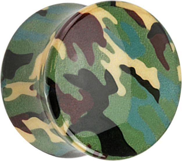 Star Piercing Flared Plug Tarnung Military grün (ohne Messing, Acryl)