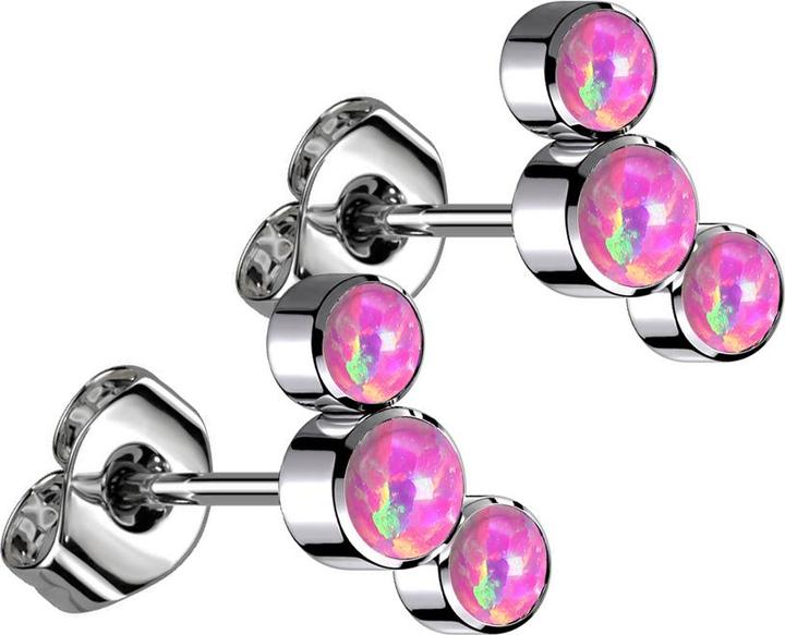 Image du produit Star Piercing Threadless clou d'oreille argent trois opales roses (sans laiton, Titane G23)