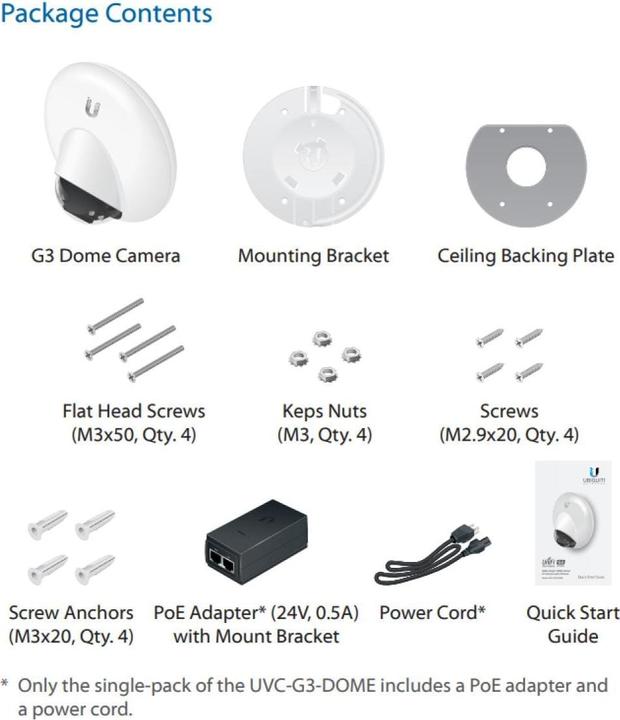 Actual product image Ubiquiti UniFi UVC-G3 Dome (1920 x 1080 Pixels)