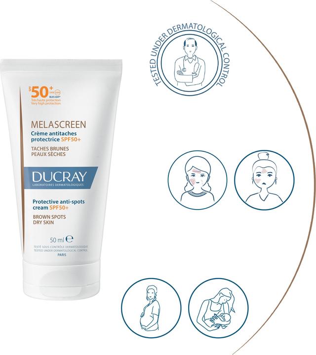 Produktbild Ducray Melascreen Anti-Pigmentflecken Creme (Sonnencreme Gesicht, SPF 50+, 50 ml, 68 g)