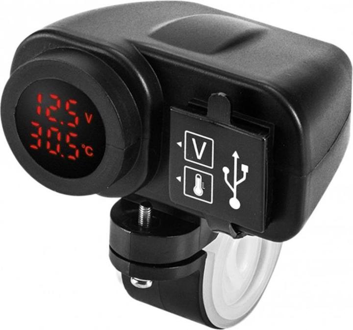 Booster Zigarettenanzünder Motorrad Stromversorgung 2 usb: info Temperatur + Spannung