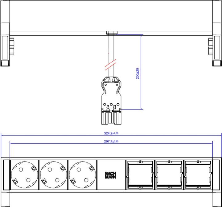 Produktbild Bachmann DESK 2 Verlängerungsschnur (3 x, CEE 7/3, 0.20 m)
