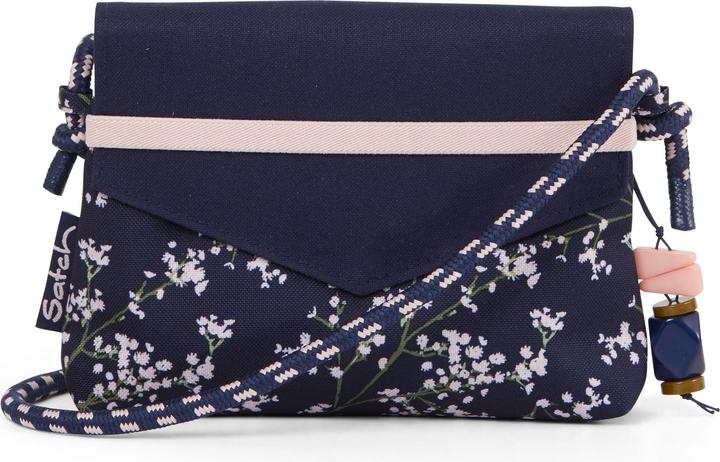 Actual product image Satch Bloomy Breeze clutch, dark blue, pink, white