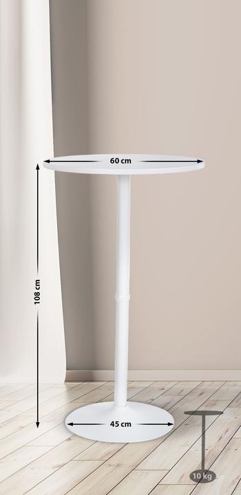 Immagine prodotto CLP Tavolo da bar rotondo, bianco/bianco (Ø 60 x 108 cm)