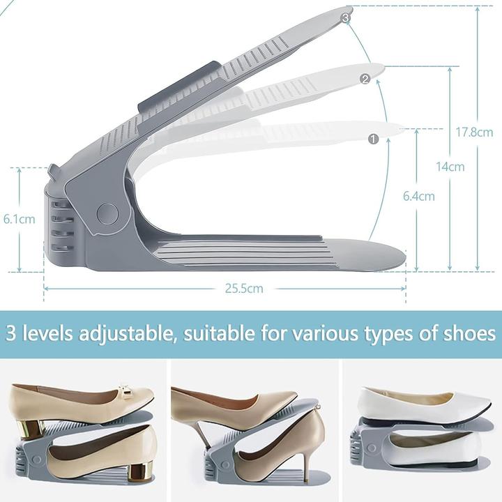 Produktbild ASMI 1 Stück Schuhstapler, Schuhaufbewahrung, Schuhfach Grau