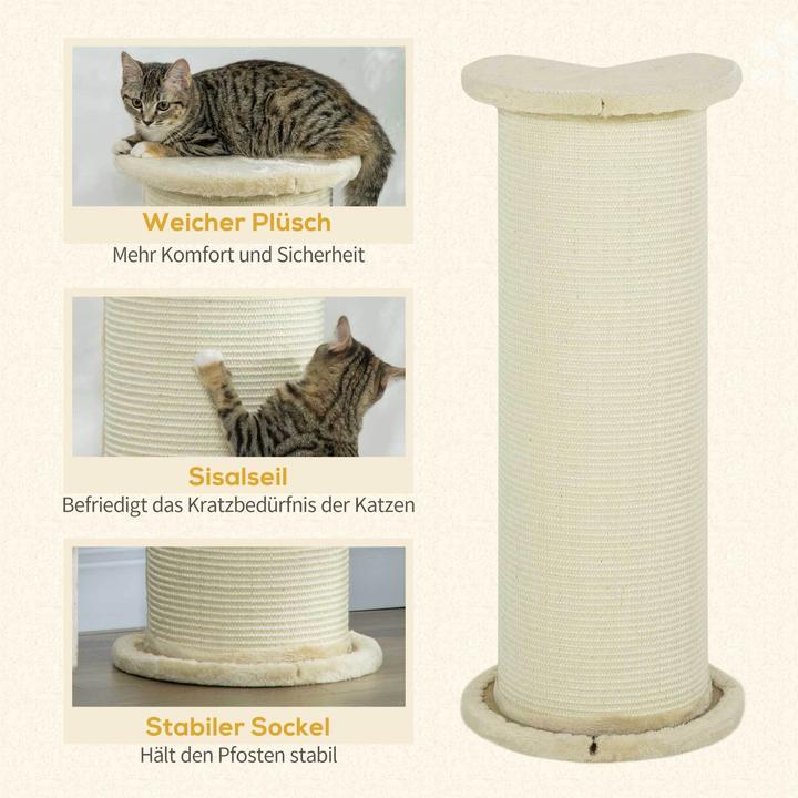 Actual product image PawHut Corner scraper board with anti-tip device (85 cm, Cream white)