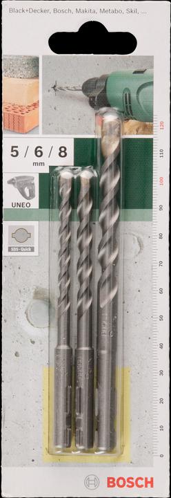 Produktbild Bosch Zubehör Betonbohrer-Set, 3-teilig, SDS quick, 5 - 8 mm (5 mm, 6 mm, 8 mm)