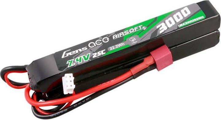 Image du produit Gens Ace 25C 3000mAh 2S2P 7.4V Saddle Airsoft Gun Lipo Battery with Mini Deans(T) Plug (7.40 V, 3000 mAh)