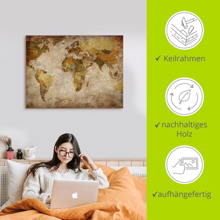 Immagine prodotto Artland Mappa del mondo T9NI (80 x 60 cm)