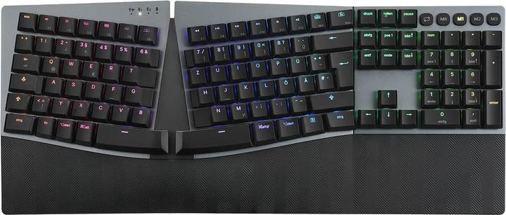 Produktbild Perixx PERIBOARD-835 BR DE, kabellose RGB-beleuchtete ergonomische mechanische Tastatur - flache bra (DE, Kabellos)